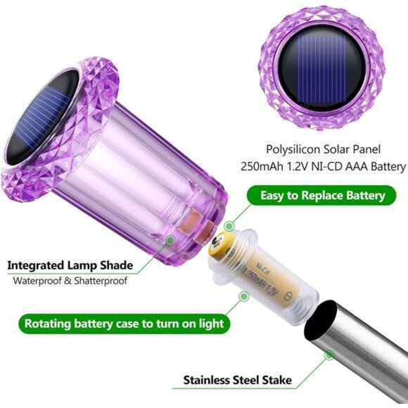 Halloween Solar Lights Outdoor 10 Pack Purple LED Waterproof Yard - Picture 2 of 8